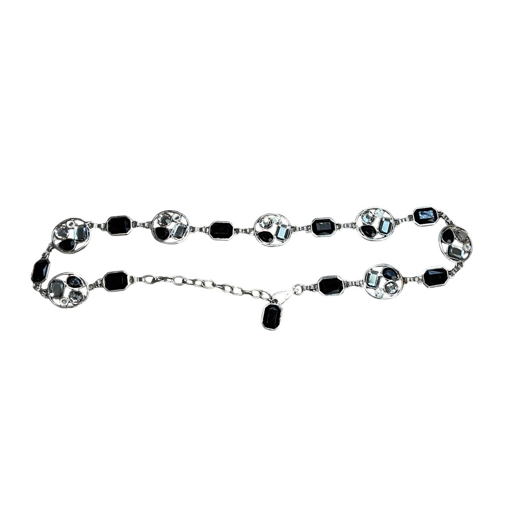 Sold Silver and Black Chain Belt